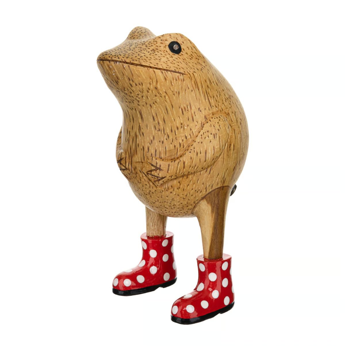 Dcuk Red Wooden Frog Ornament With Spotty Welly Boots – Handcrafted Bamboo Frog Decoration, Home Décor, Gift Idea (Choice Of Colours) (Red)
