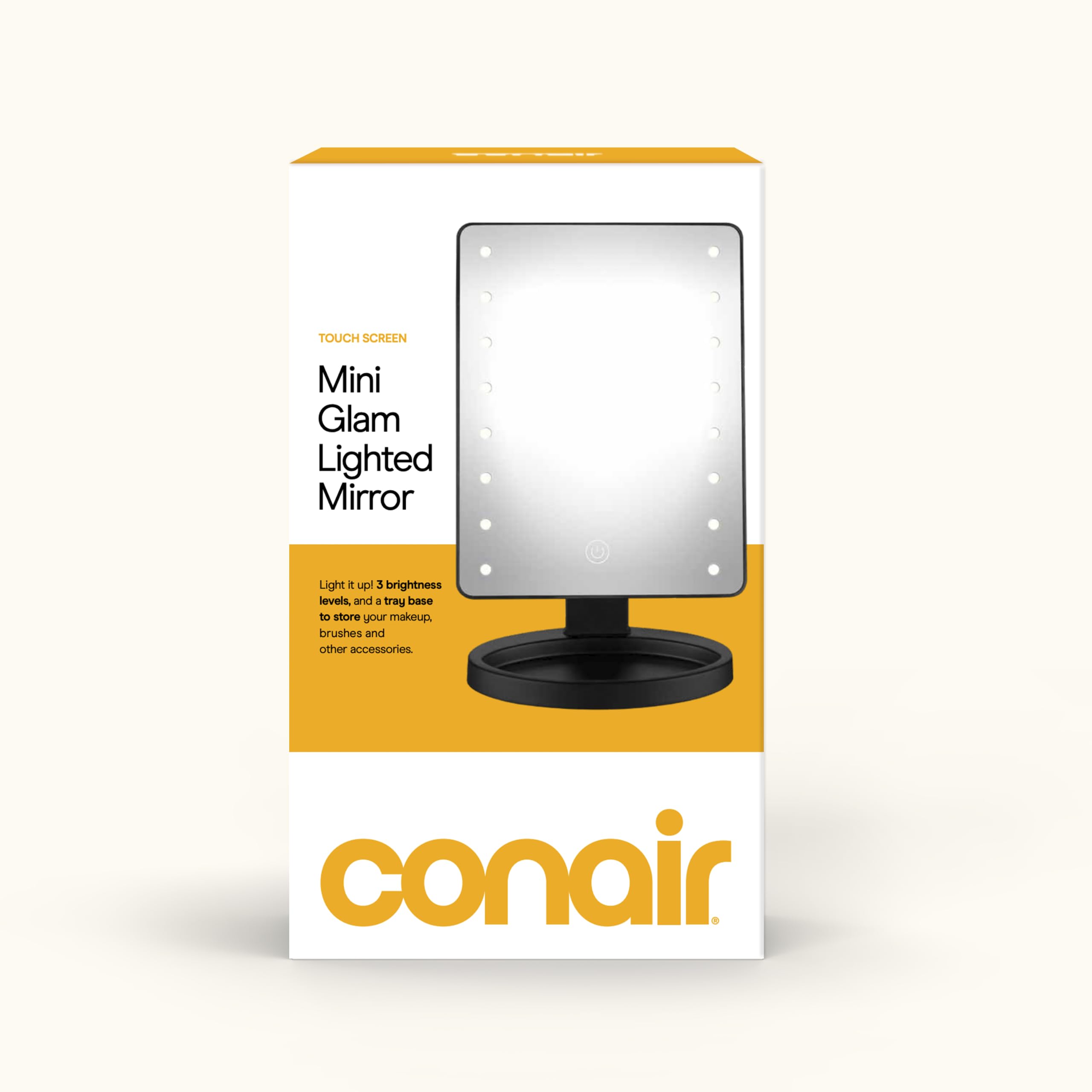 Conair Lighted LED Makeup Mirror with Storage Base, Black
