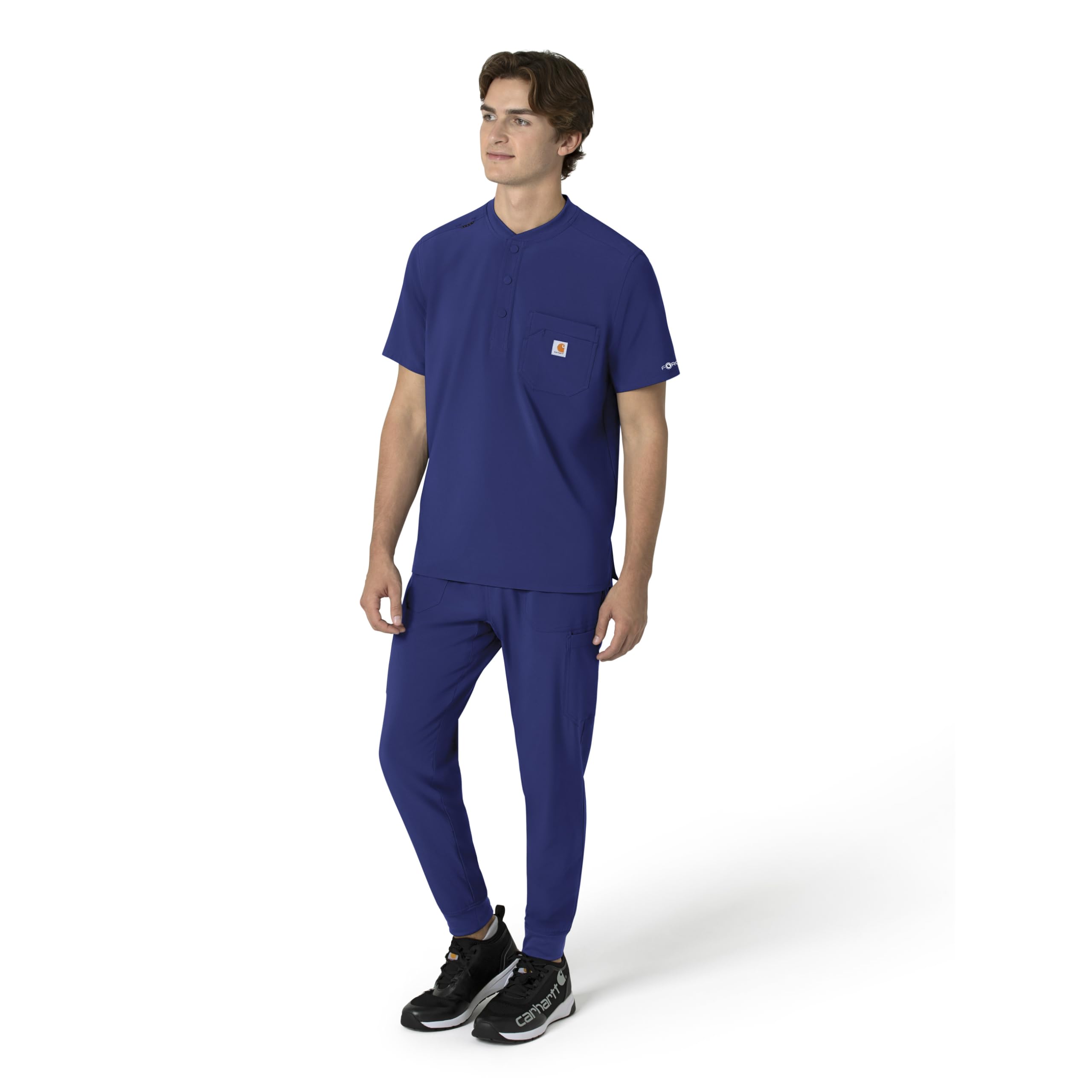Carhartt Force Cross-Flex Scrubs dla mężczyzn, Henley Scrub Top - Galaxy Blue, 3X