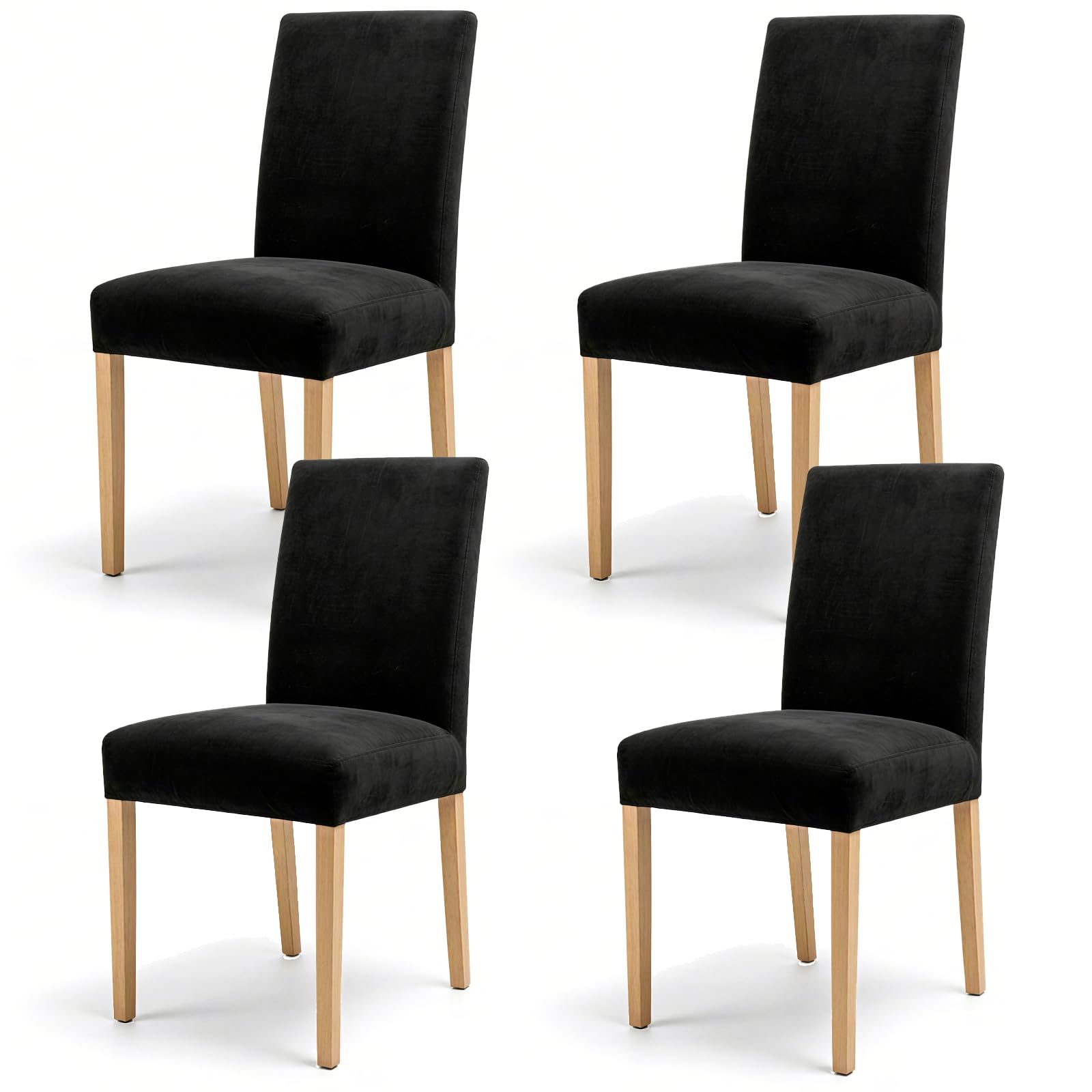 Xgvzs 4PCS Dining Chair Covers Removable Chair Slipcovers Reusable Set of 4 for Dining Room Kitchen Black