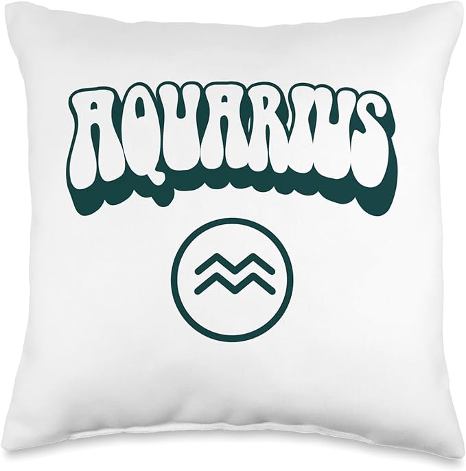 Aquarius Zodiac Retro Horoscope Sign Throw Pillow