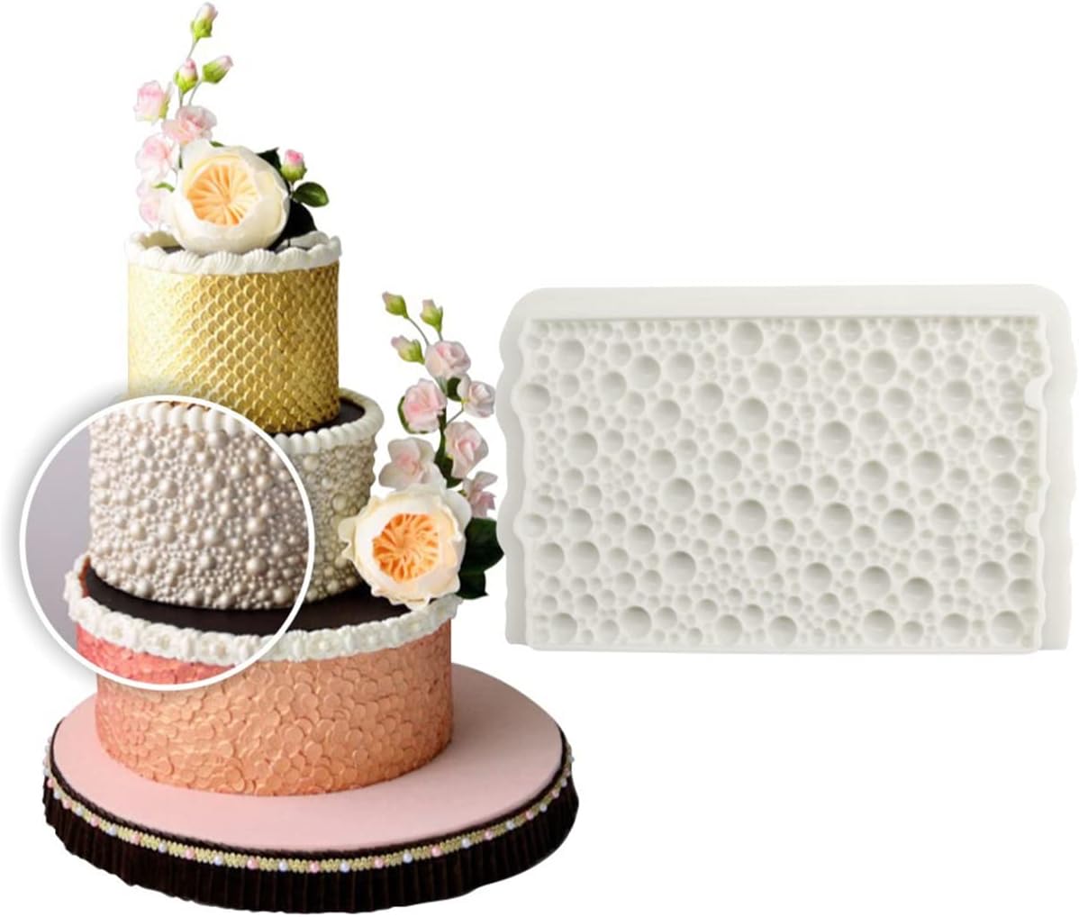 Cake Lace Moulds Pearl Border Lace Mat Icing Silicone Moulds for