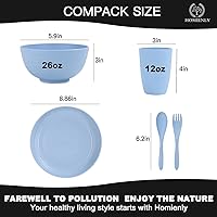 Vista 2 de Wheat Straw Dinnerware Sets, 20 PCS Dishes Dinnerware Set Microwave and Dishwasher Safe, Lightweight Unbreakable Dishes, Reusable Dinner Plates Kids