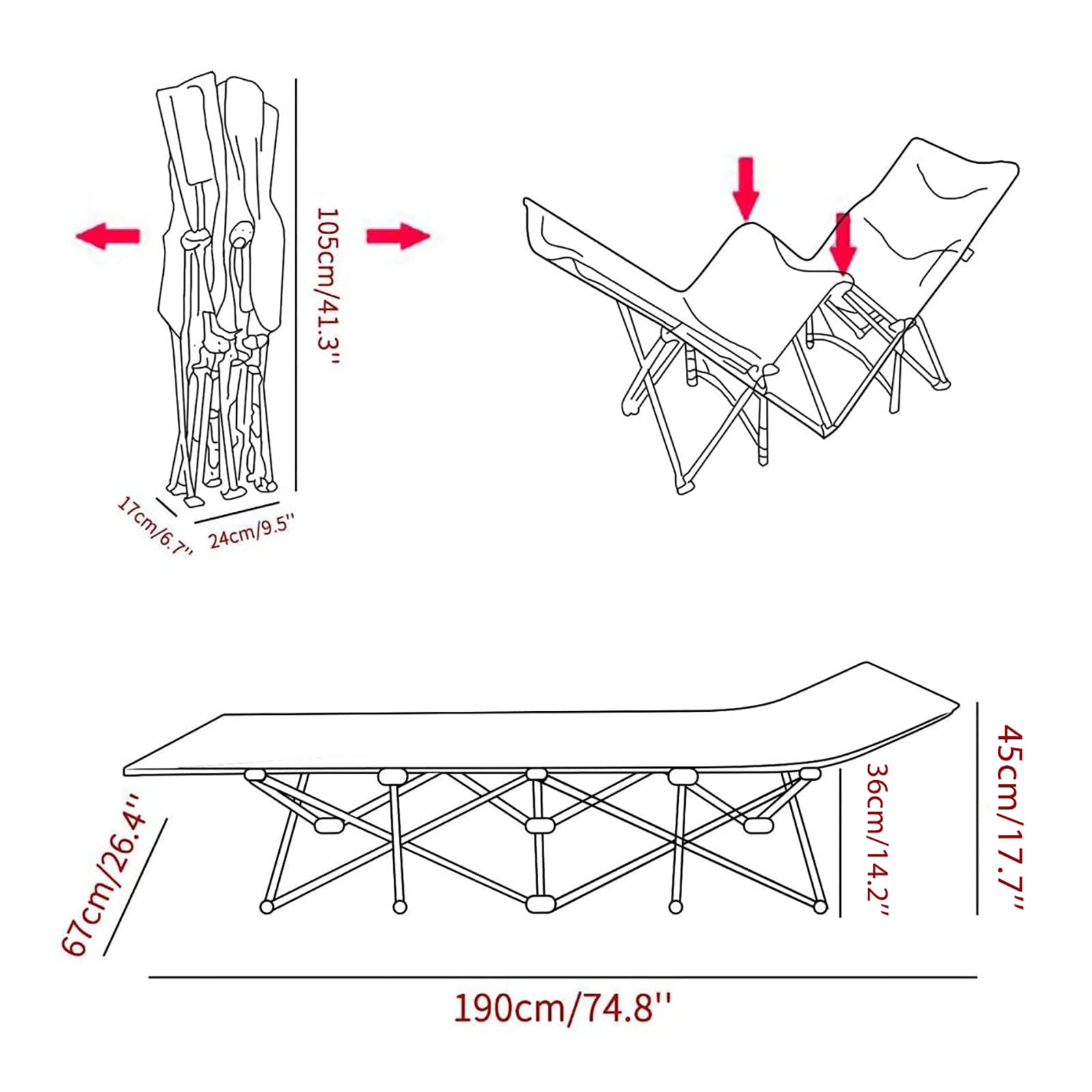 HOMCENT Cuna de Camping Plegable, Cama de Camping, portátil con Bolsa de Transporte Plegable de Acero