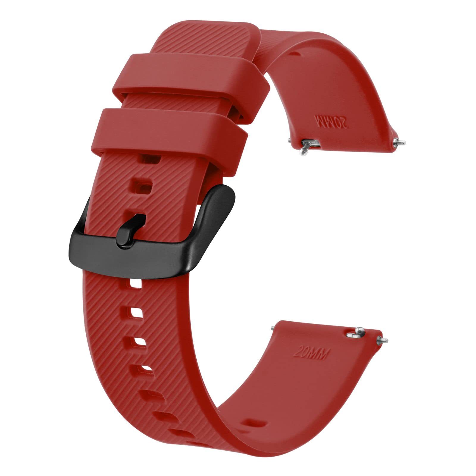 BISONSTRAP Uhrenarmband 20mm, Silikon Uhrenarmbänder mit Schnellverschluss für Männer Frauen (Wein Rot, Schwarze Schnalle)