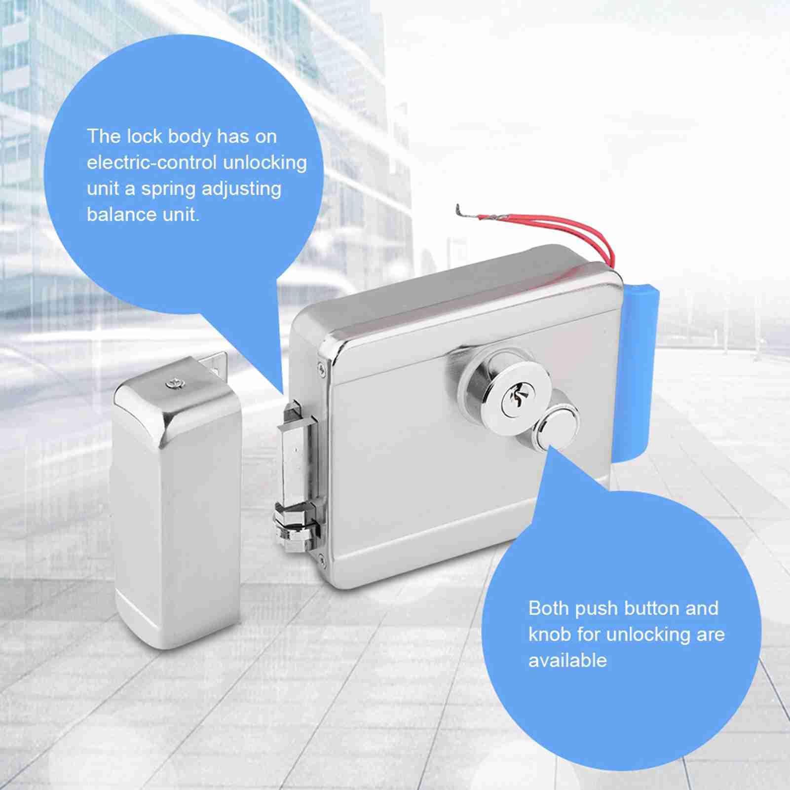 Q799 Security Electric Lock elektroniczny zamek do drzwi sterowniczych, wysoki, system kontroli dostępu, zestaw do budynków mieszkalnych, metalowy, 16 x 10,5 x 4,2 cm