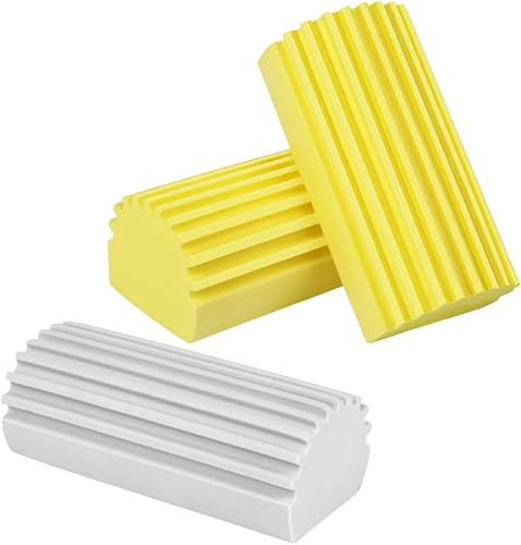 Plumero húmedo, paquete de 3 esponjas mágicas de limpieza de polvo, gris+amarillo