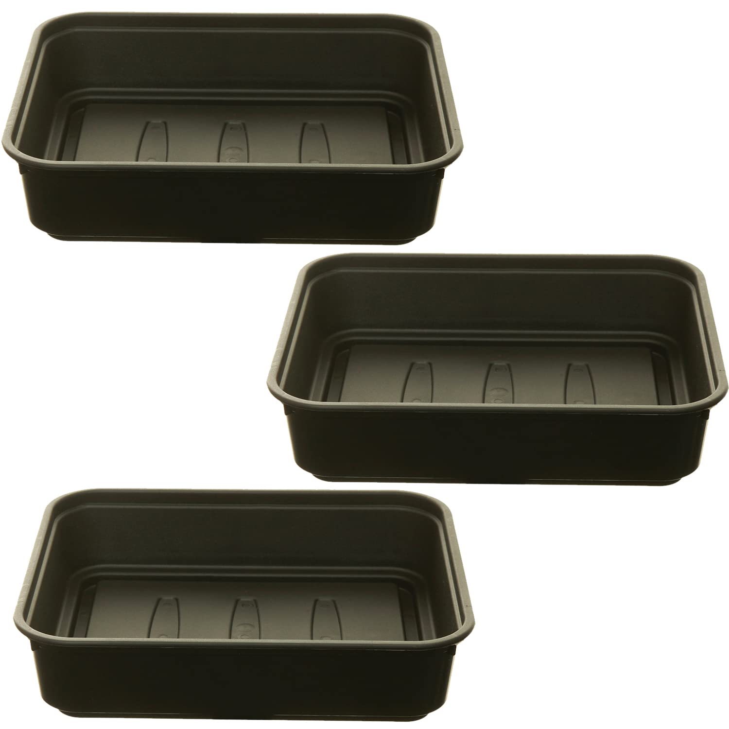 ACCURATE Set of 3 Black Plastic Garden Greenhouse Gravel Tray perfect to hold gravel as a moisture base for flower pots (SMALL)
