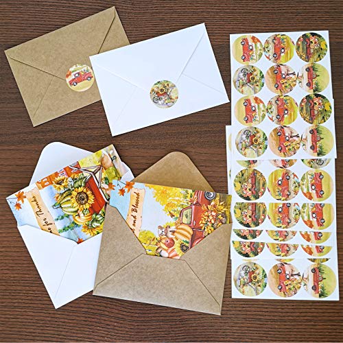 120 Sets Bulk Thanksgiving Cards With Envelopes Stickers Assortment 6 Designs Watercolor Vintage Truck Pumpkins Greeting Cards Blank Holiday Harvest Cards Give Thanks Cards 4X6 For Fall Autumn Party #TOP2