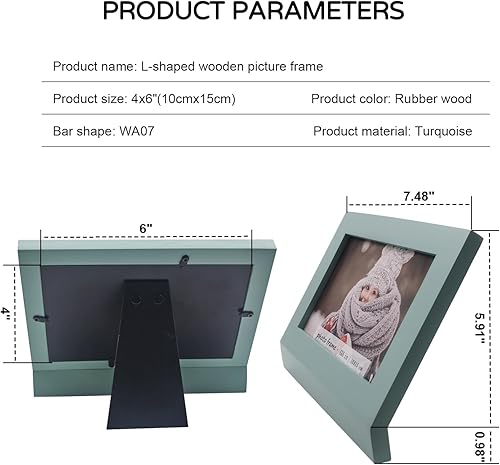 Miniatura 7 de Merciown Marco de fotos de 4 x 6, marco de fotos rústico de madera maciza, marco de fotos clásico vintage de madera verde para mesas, pantalla