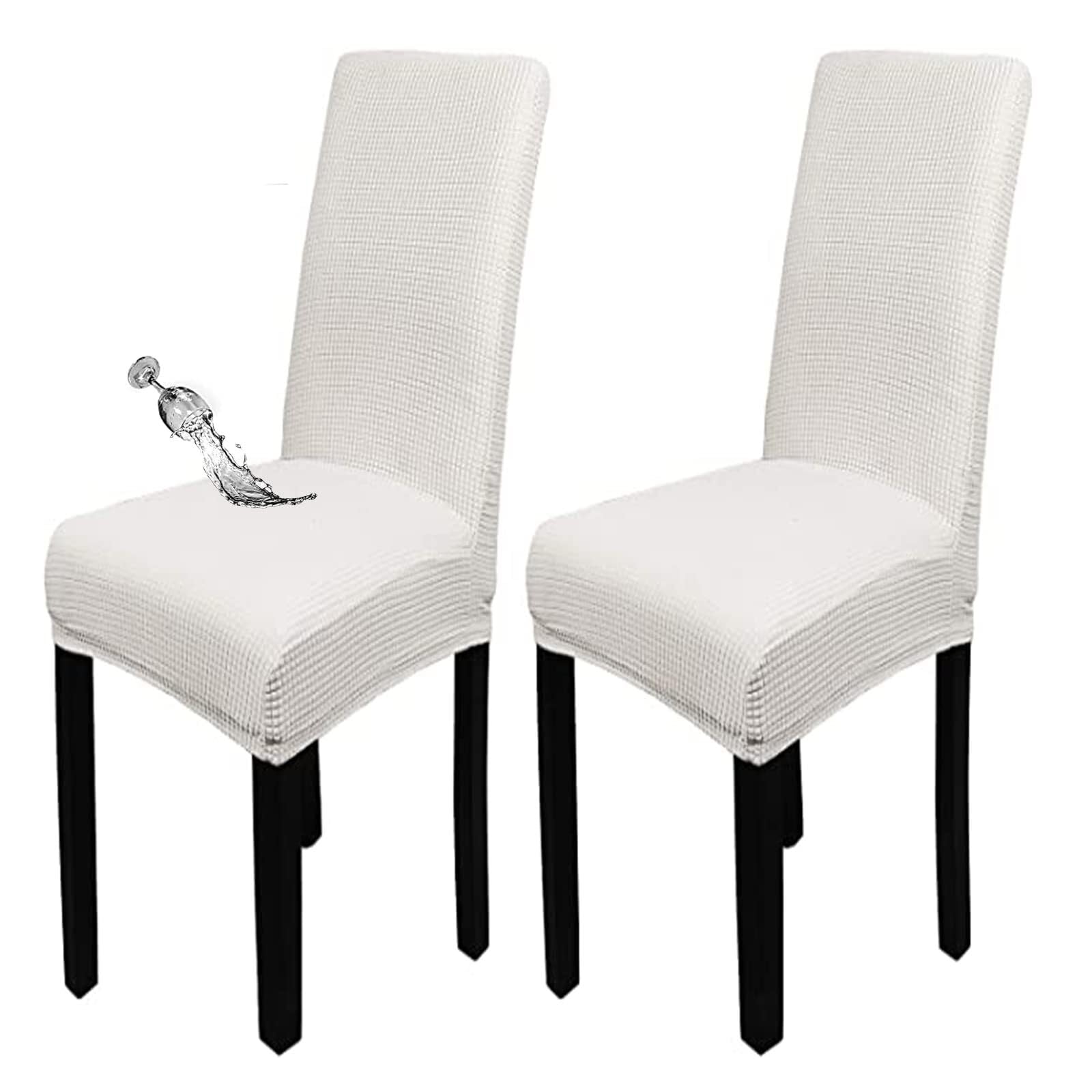 NMVAWIPT Waterproof Stretch Dining Chair Covers, Removable Washable Elastic Slipcovers With Adjustable Straps, For Hotel, Banquet(14#,2pcs)