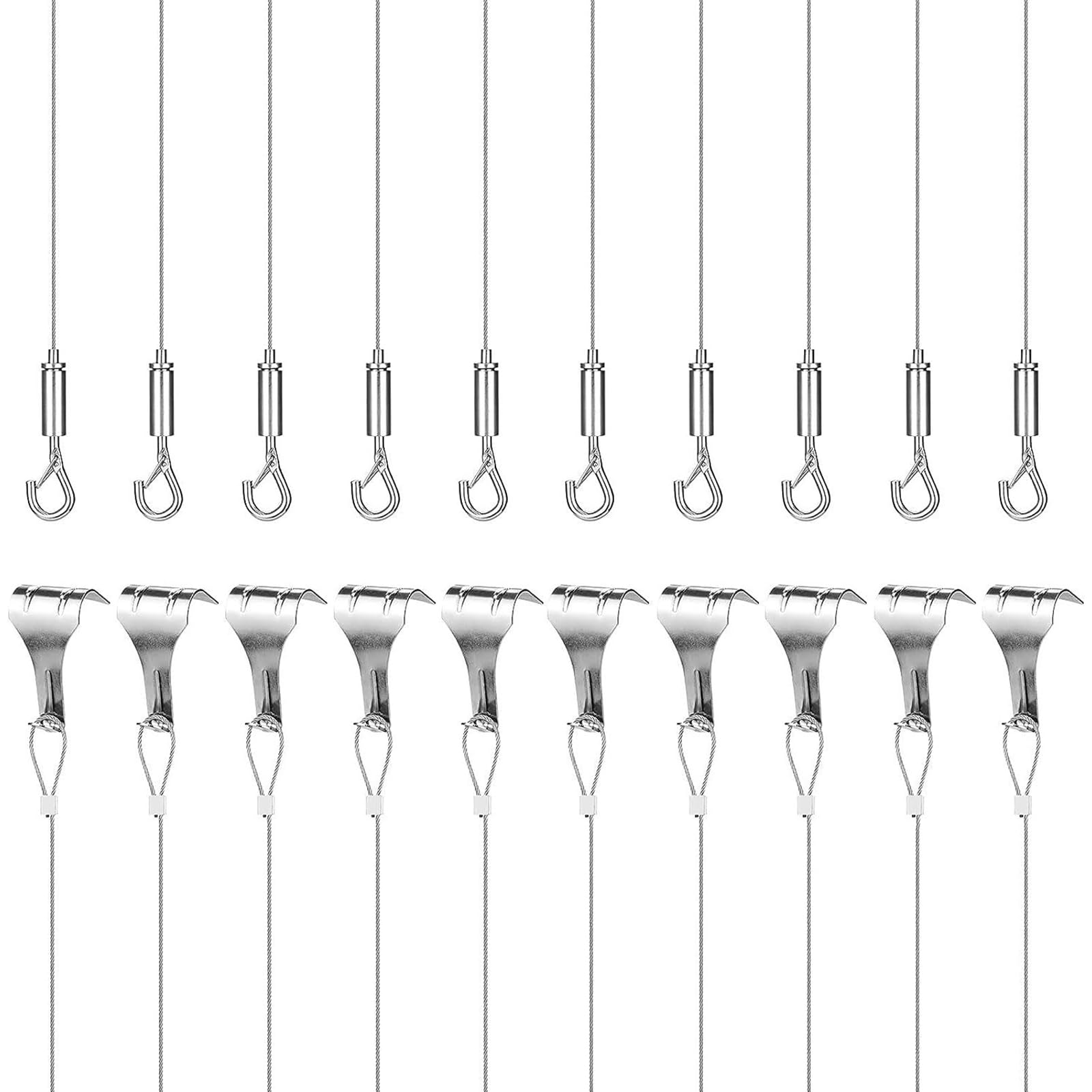 Picture Hanging Wire Set Adjustable Hook and Rails Moulding Hook Stainless Steel Suspension Wire Frame Hanger Enduring Adjustable and Rails Moulding