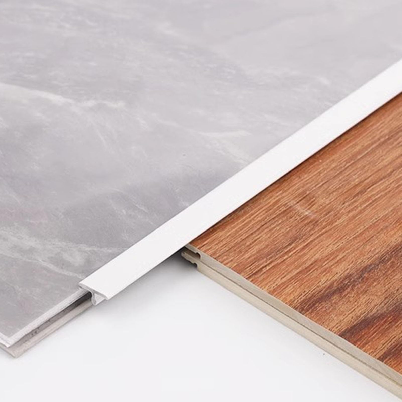 Übergangsprofil Weiße T-Profilleiste für Den Bodenübergang Von Holz zu Fliesen, Fugenfüller für Aluminium-Laminat/Hartholzböden, Dekorlinie für Wandfliesenfugen(10 mm (3/8 in))
