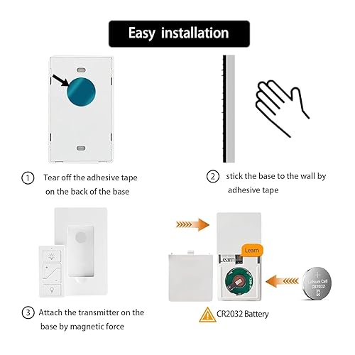 Miniatura 3 de Nexete Interruptor remoto de luz, interruptor de atenuación mini control remoto (1 interruptor no incluye receptor)