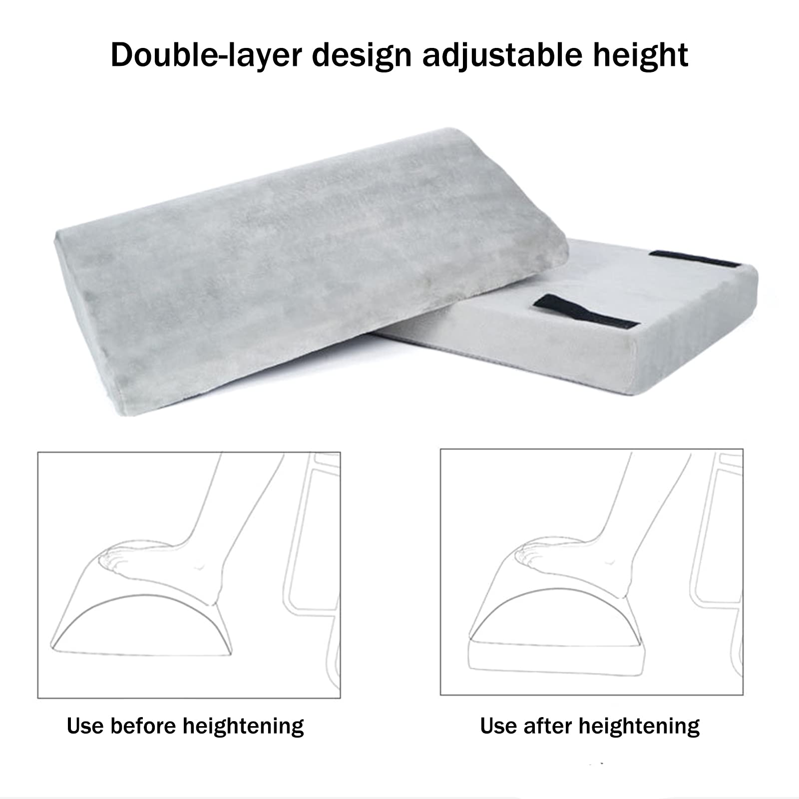 AIZYR Cojín Ergonómico para Reposapiés - Reposapiés De Oficina -Reposapiés De Oficina Debajo del Escritorio con Altura Regulable para Soporte Adicional para Las Piernas,Gris