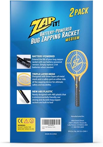 Miniatura 4 de Zap It Bug Zapper - Raqueta de exterminador de insectos con batería (2 pilas AA incluidas), 3500 voltios, paquete de 2