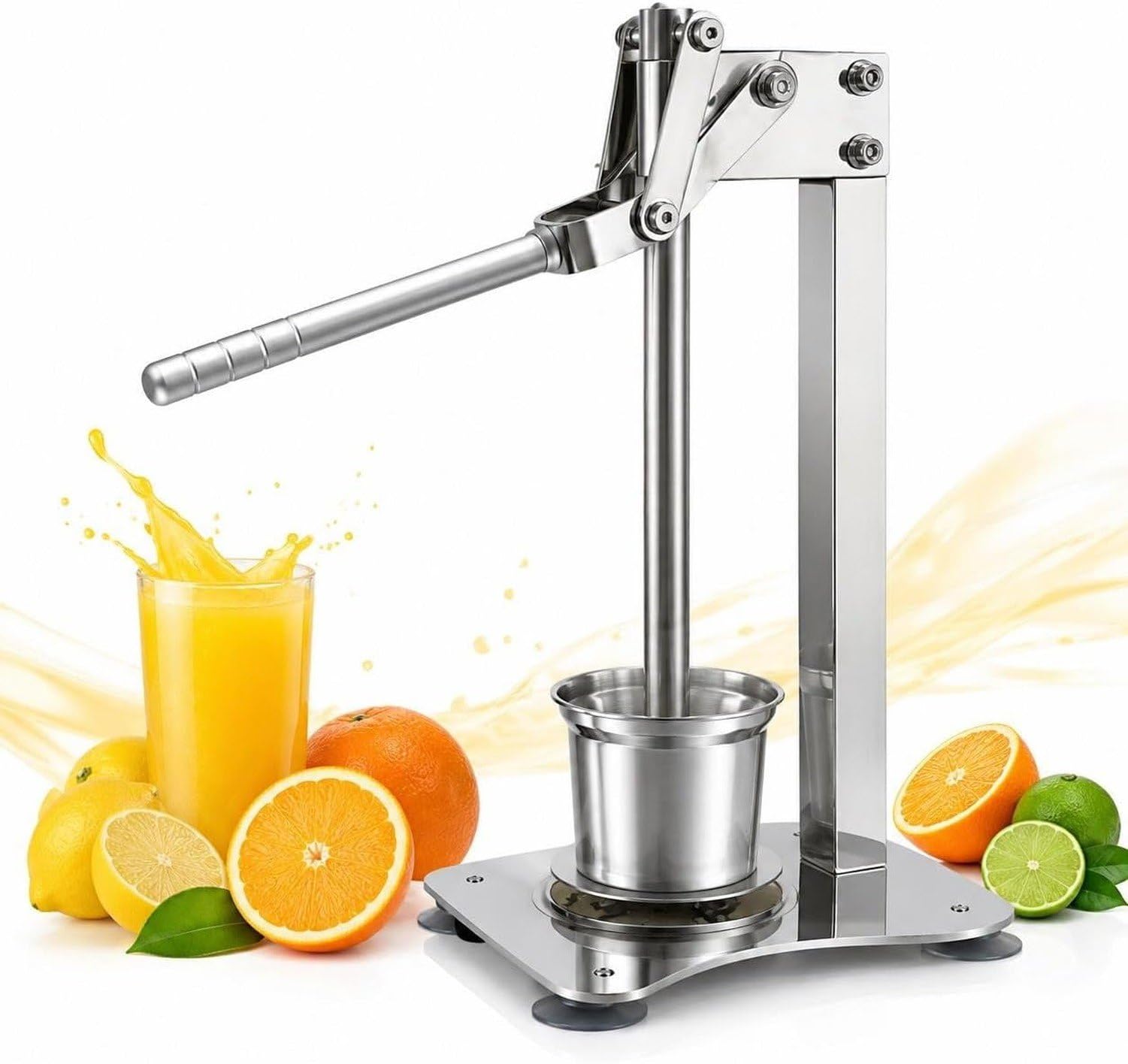 Spremiagrumi Manuale da Bancone in Acciaio Inox, Spremiagrumi Arancia Professionale Resistente, Silver