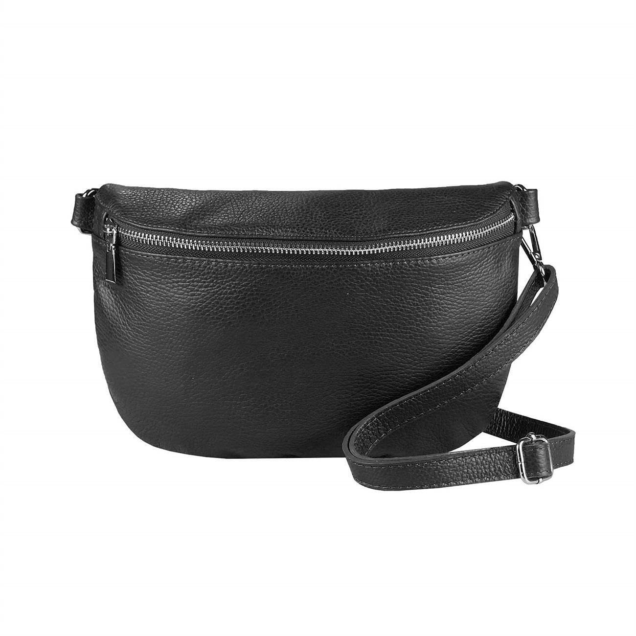 OBC Made in Italy Damen Leder Tasche Gürteltasche Crossbody Hüfttasche Bauchtasche Umhängetasche Cross-Over Bodybag Schultertasche Handytasche