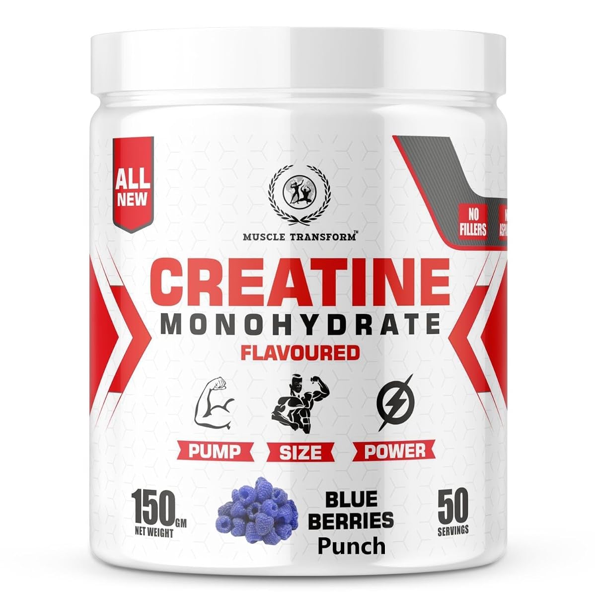 MUSCLE TRANSFORM Creatine Monohydrate, Strength, Reduce Fatigue, 100% Pure