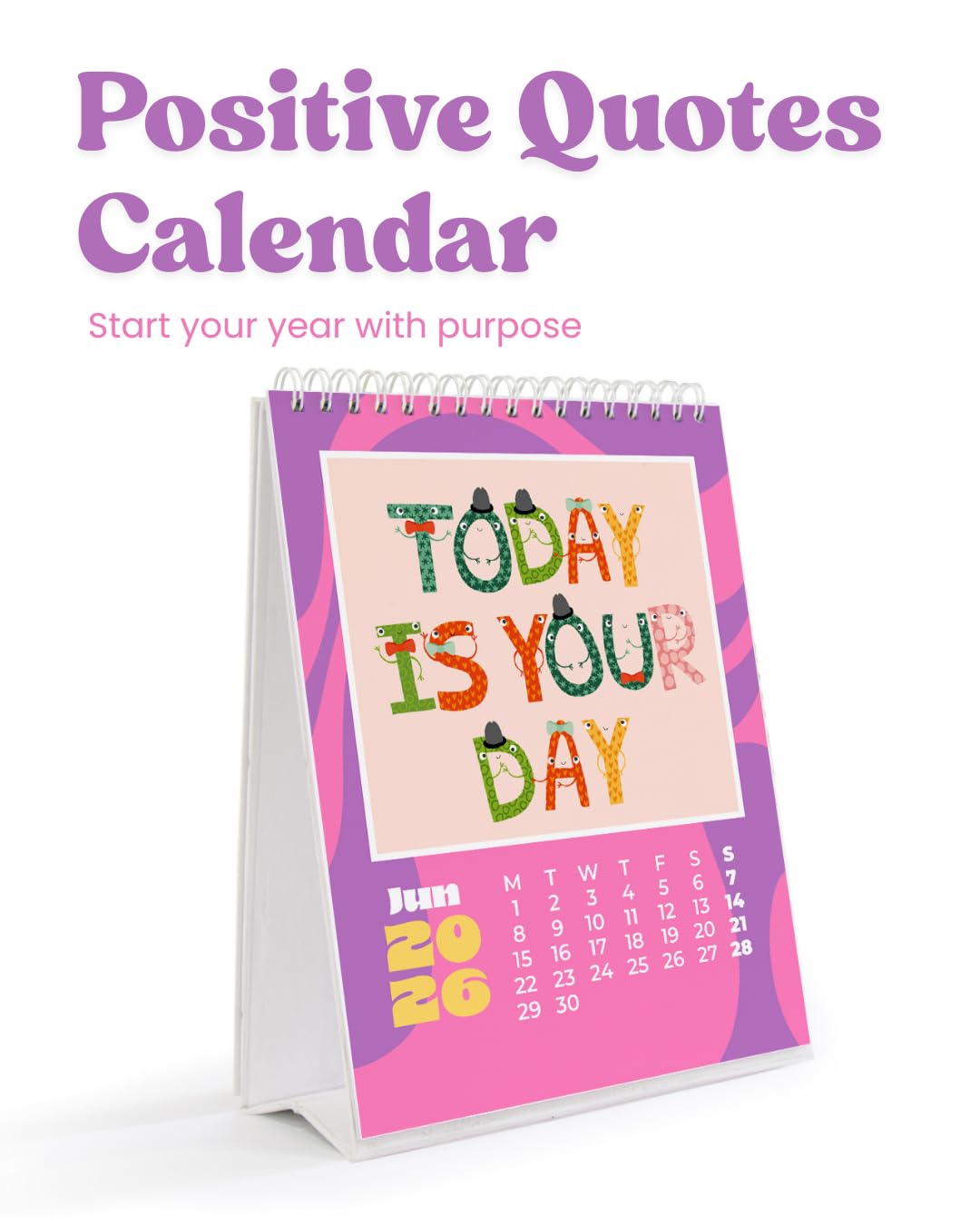 Zoomin Positive Quotes Desk Calendar 2026 | 6x8 inch Wiro-Bound Standing Table Calendar | 250 GSM Premium Glossy Pages | 12 Monthly Motivational Quotes with 15 FREE Stickers | Perfect for Work Desk, Study Table, Secret Santa, Christmas & New Year Gifts-image-8