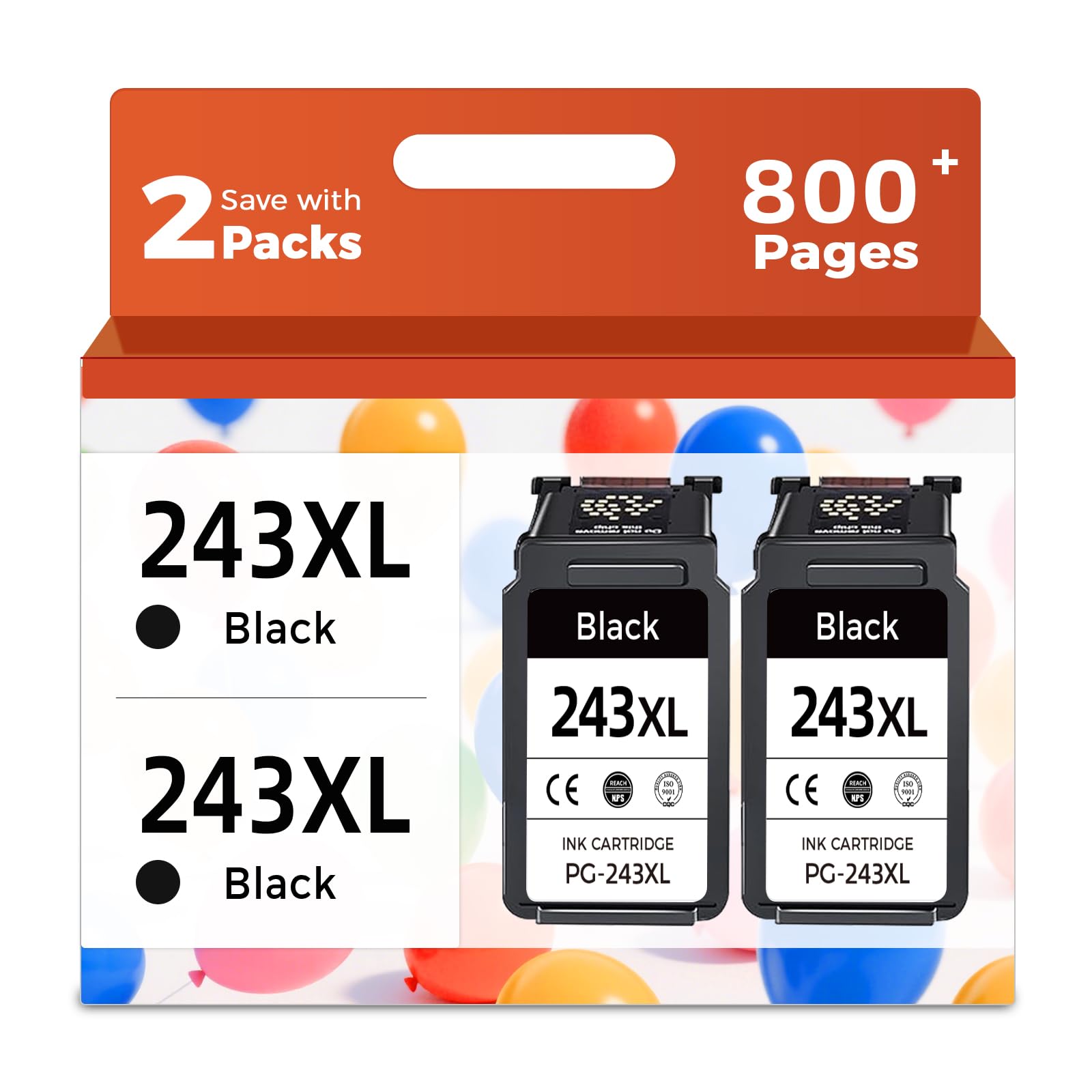 Relcolor 243XL Black Ink Cartridge 2-Pack