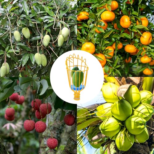 Image of Urban Plant Mango Plucker | Metal Fruit Picker Head | Yellow | with Sponge | Attaches to Any 1-Inch Pole | Rust-Proof Powder-Coated Iron (Pole Not Included)