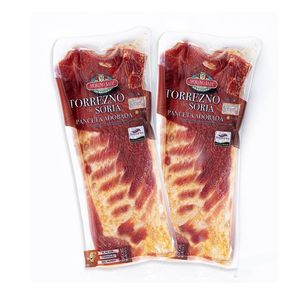 Torreznos de Soria - Envío 24 h - Panceta de 3 kg aproximadamente, Semicurada y Adobada Fácil de preparar. Premio Medalla de Oro -Seleccionados por Cosecha Privada (~3 kg)