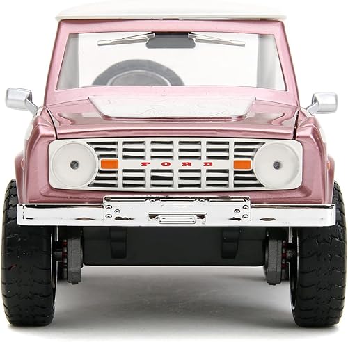 Miniatura 8 de 1973 Bronco Pink Metallic con tapa blanca y gráficos Pink Slips Series 124 Modelo de coche fundido a presión por Jada 34896