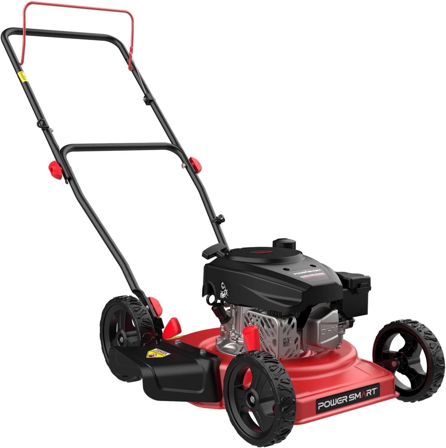 PowerSmart EasyCut 18-Inch 144cc Gas Push Lawn Mower - Steel Deck, Side Discharge, 5 Heights for Small Flat Yards