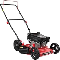 PowerSmart EasyCut 18-Inch 144cc Gas Push Lawn Mower - Steel Deck, Side Discharge, 5 Heights for Small Flat Yards