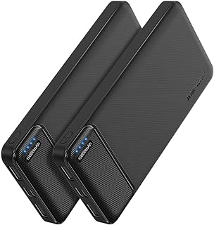 AsperX 2-Pack Power Bank 10000mAh bateria portatil USB C Pila portatil powerbank Carga rapida Cargador portatil with 3 Output Pila Recargable para iPhone 15 14 13 12 Samsung S22 S21 Xiaomi Google LG