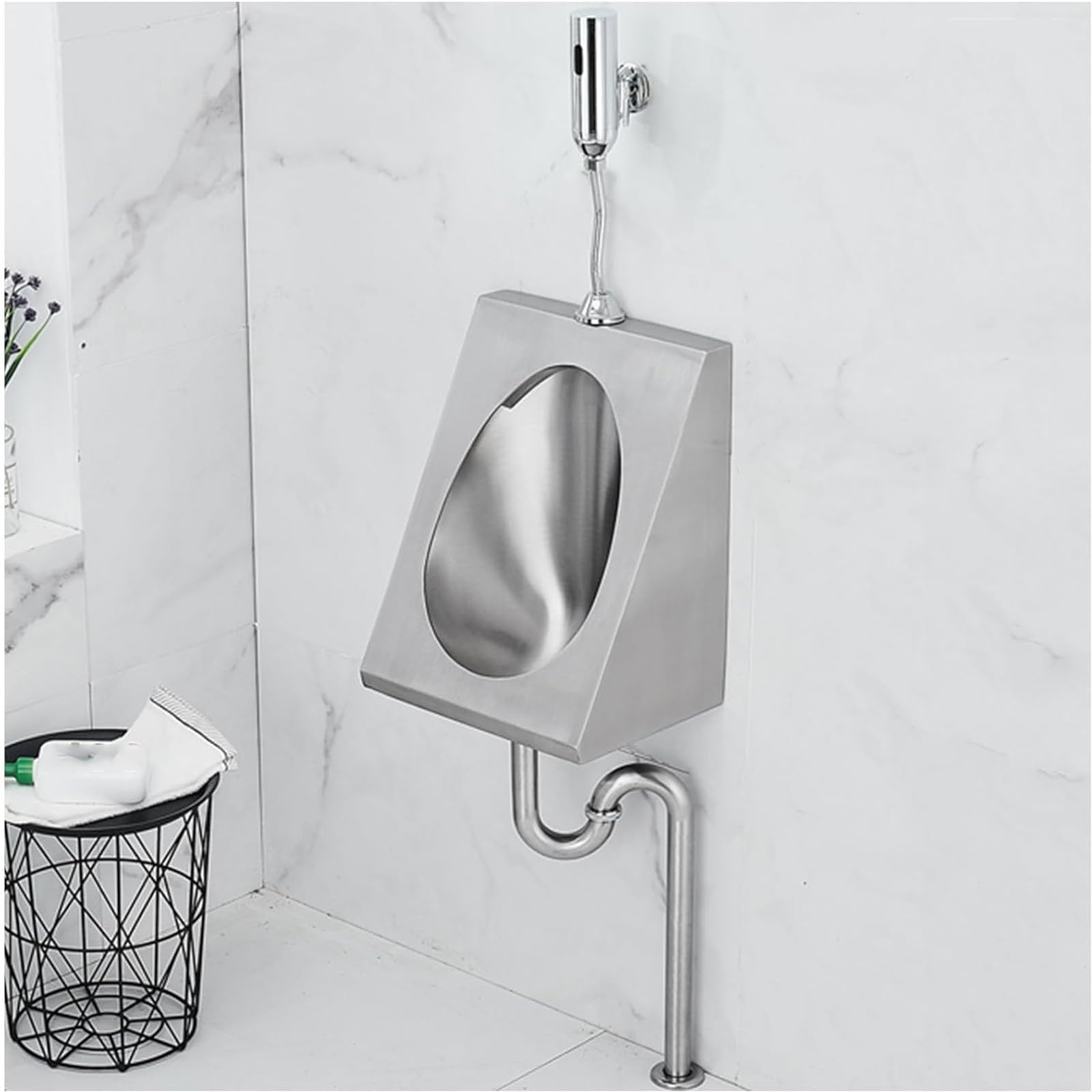 GTHTUHFD Men'S Adult Urinal Commercial Washout High Efficiency Urinal, Household Bathroom Toilet Strong Stainless Steel Urinal,Garage Urinal Wall Mounted Urine Diverter,Groun,Ground Drainage-Kit 3