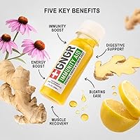 Vista 3 de +GNGR Immunity Aid - Disparo orgánico de jengibre prensado en frío con limón, miel y equinácea. Disparos de jengibre extra fuertes