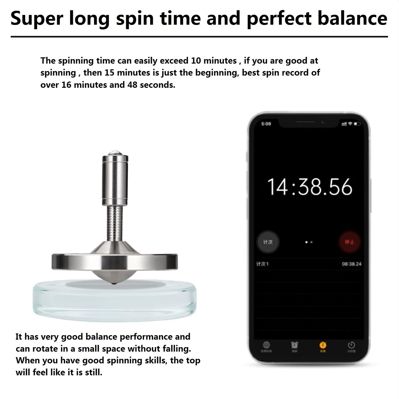Precision Spinning top with String, High Performance Stainless Steel Metal Anty-Gravity Desktop Gyro Toys - Image 4