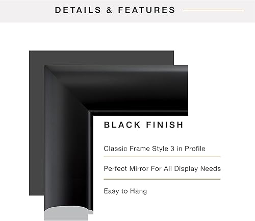 Miniatura 6 de MCS Espejo de pared grande de 29.5 x 41.5, espejo negro clásico, espejo vertical y horizontal para colgar en la pared para baño, dormitorio y sala