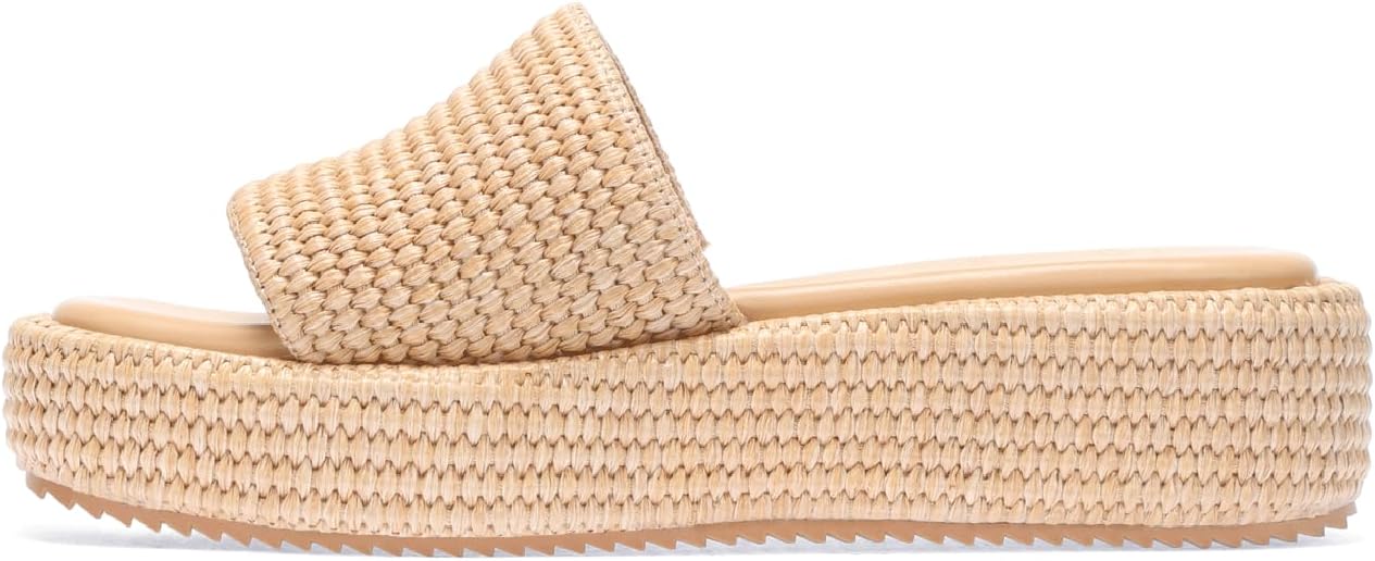 Monrovia Platform Sandals Women Raffia Espadrille Slides, Woven Straw Flatform Beach Sandals Women, Slip On Summer Vacation Shoes, Comfortable Casual Daily Wear