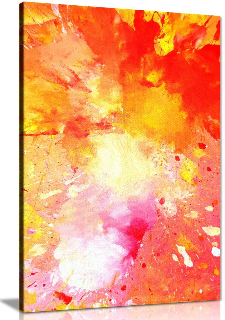 Panther Print Pink Unicorn In Space Fairy Tale Pink Yellow & Orange Abstract Painting Canvas Wall Art Picture Print (30X20)