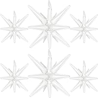 Vista 24 de 6 Globos de Papel de Aluminio con Forma de Estrella Negra de Una Pieza, Globo de Estrella de 14 Puntas 4D Cono Starburst de Mylar de 22 Pulgadas