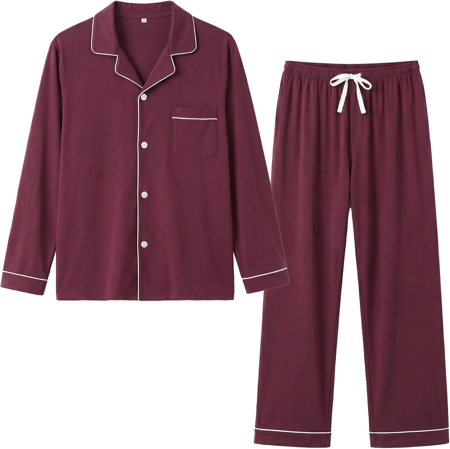 Vulcandon Mens Pajamas Set, Soft Classic Lapel Button Down Long Sleeve Lightweight Comfy Sleepwear Lounge Pajamas for Men