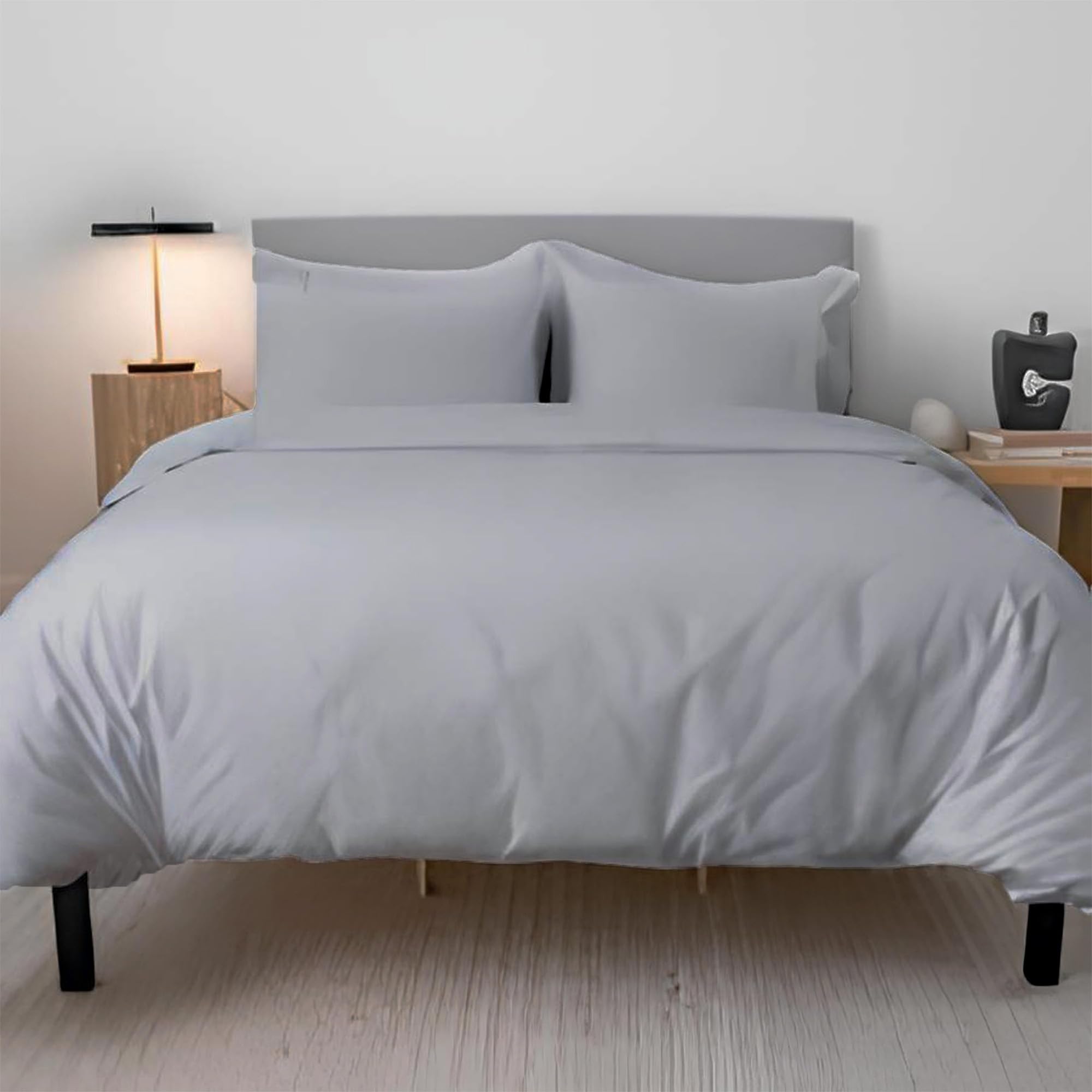 EverSoft Bedding 3PCS 100% Egyptian Cotton Single Size Duvet Cover Set with Fitted Sheet & 1x Pillowcase 400 Thread Count Single Duvet Cover Set