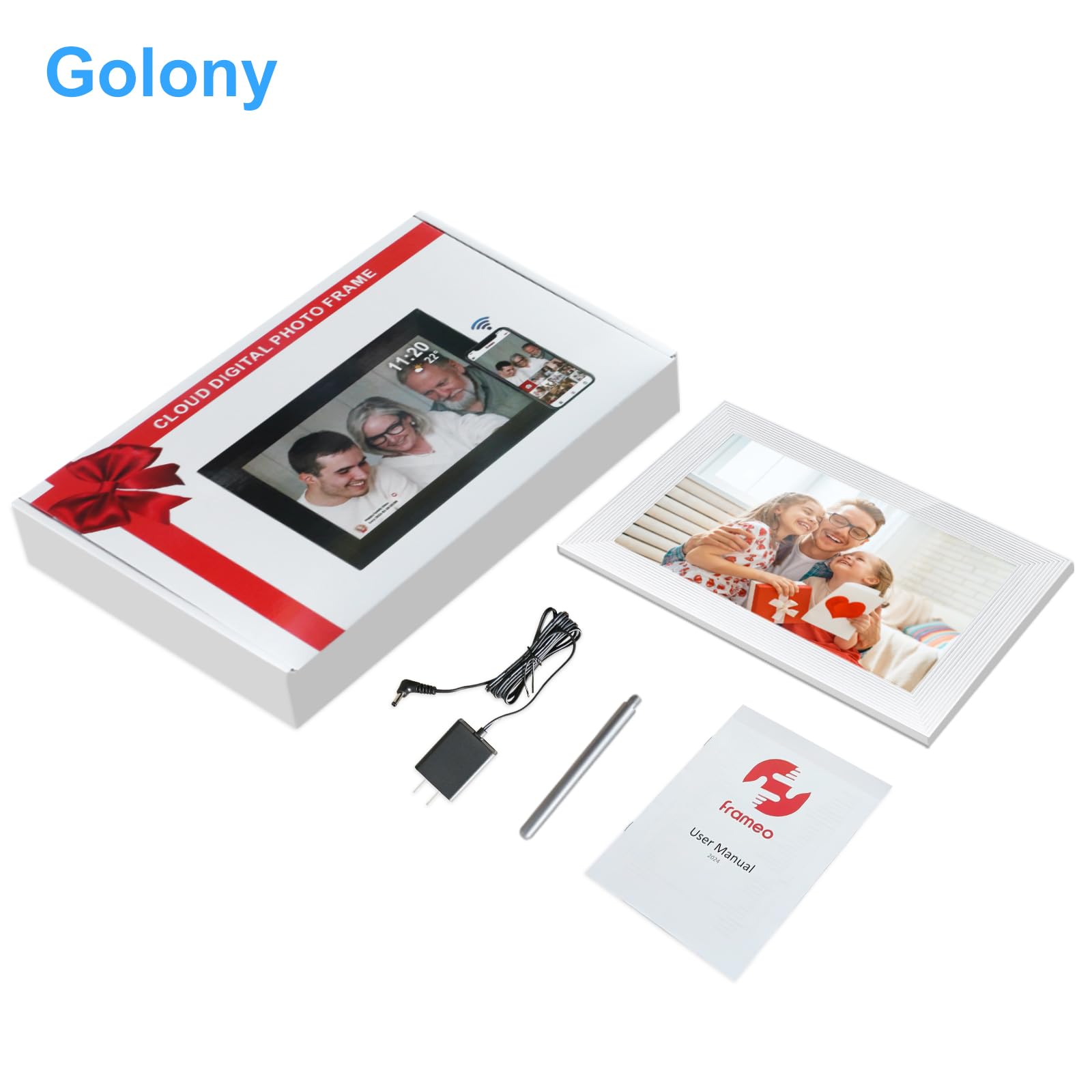 Digitaler Bilderrahmen WLAN Frameo.10,1 Zoll 1280×800 IPS-Touchscreen.16GB WiFi Digital Photo Frame.Fotos und Videos über die Frameo-App teilen.Weiß.