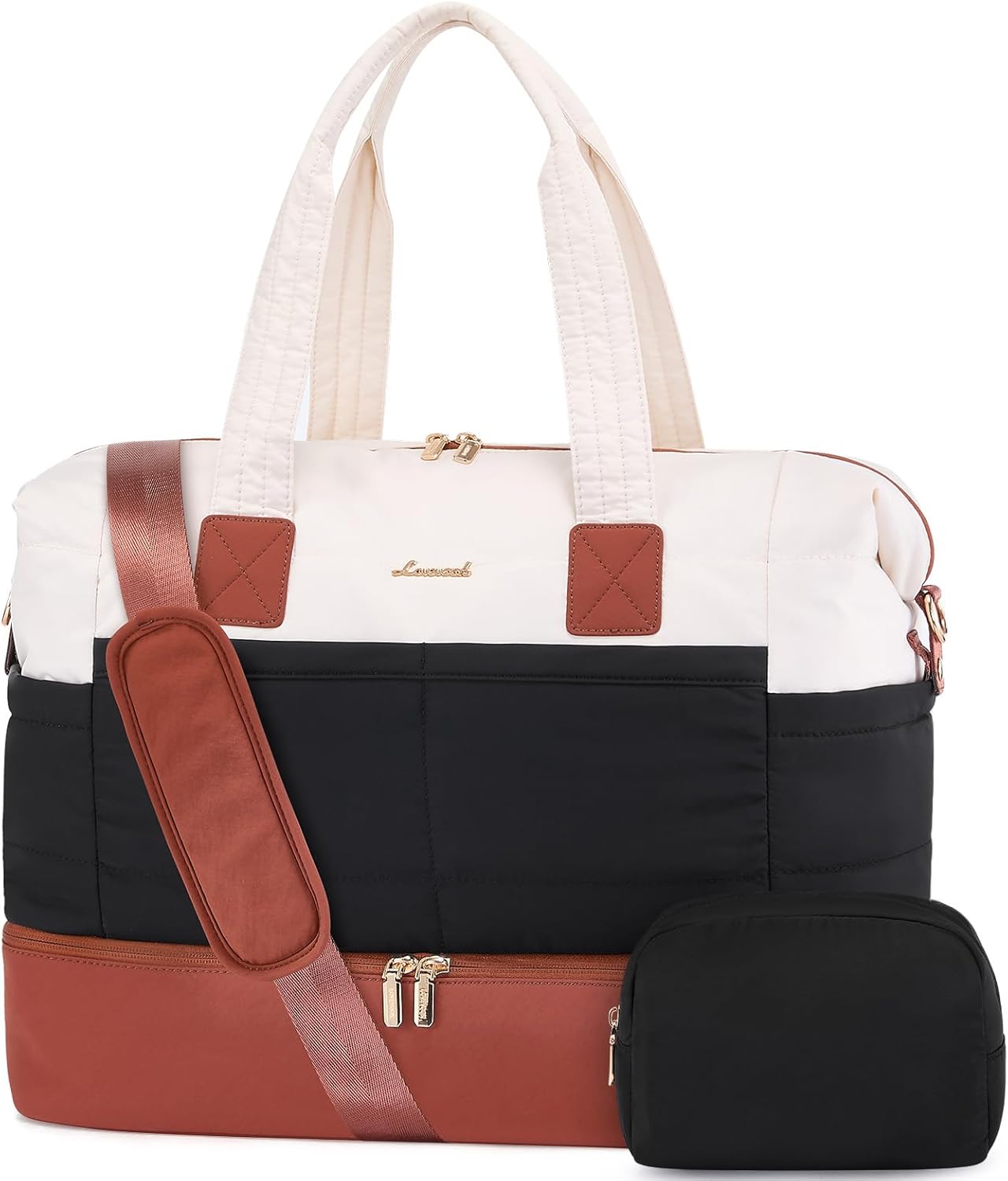 LOVEVOOK Travel Duffle Bag - Puffer Weekender Bags For Women with Shoe Compartment,40L Carry On Overnight Duffel Bags For Airplanes,Hospital Bag for Labor and Delivery,2Pcs