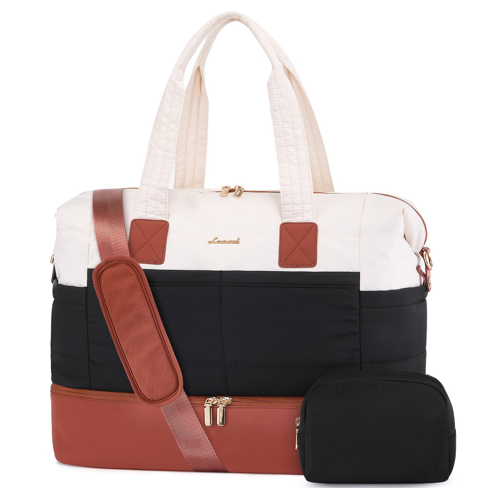 LOVEVOOK Travel Duffle Bag - Puffer Weekender Bags For Women with Shoe Compartment,40L Carry On Overnight Duffel Bags For Airplanes,Hospital Bag for