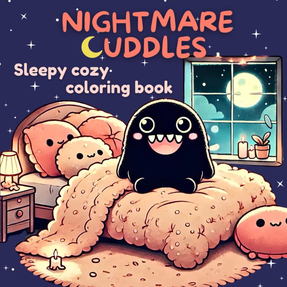 Nightmare Cuddles: Coloring Book Featuring Cute and Charming Sleep Creatures in Homey and Cozy Environment (Hygge Coloring Experience)