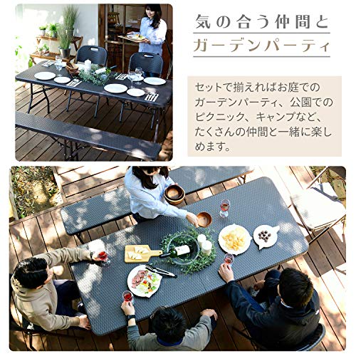 ガーデンマスター(Gardenmaster) 折りたたみガーデンチェア 幅47×奥行53×高さ86cmウィッカー調 お庭 ベランダ テラス バルコニー ダークブラウン HFC-49 6枚目