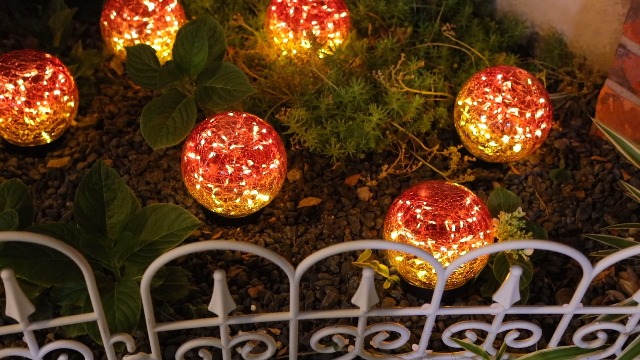 Image of JKIMK Solar Globe Lights Outdoor Waterproof-Solar Balls for Garden-Cracked Glass Ball Lights Outdoor-Solar Orbs for Outside-Decorations for Patio and Yard Lawn Backyard Decor