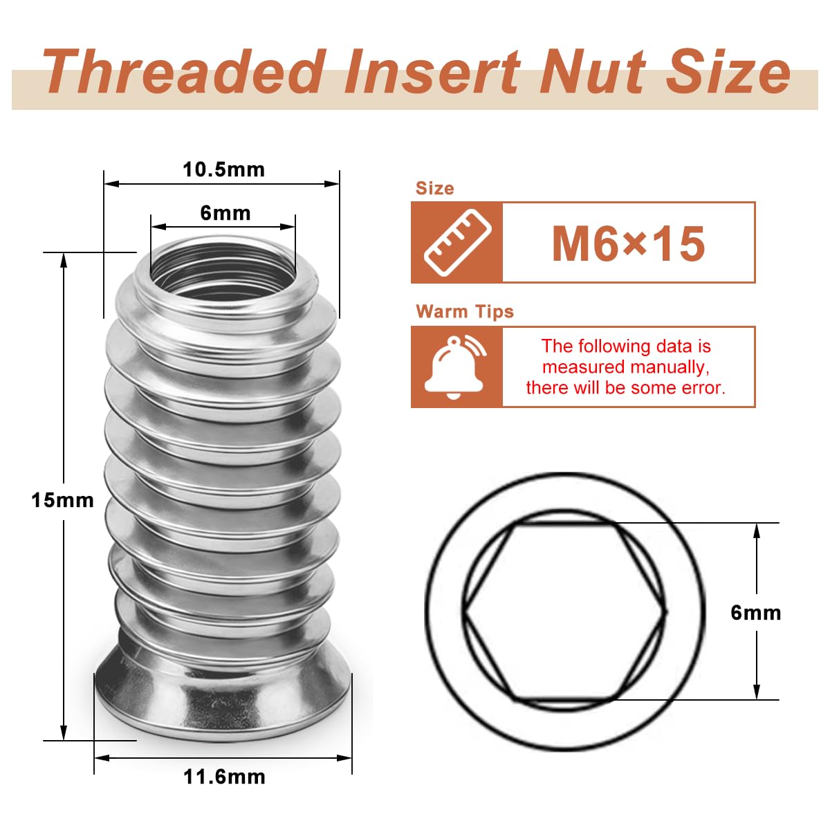 Drenky Flanged Hex Socket Nut M6x15mm - Image 2