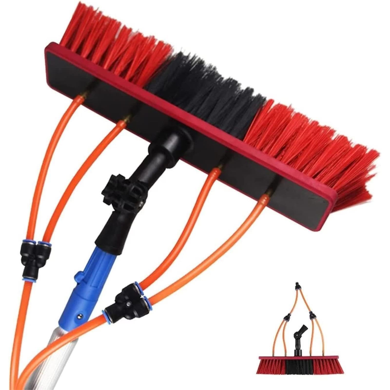 OLSKFUH Telescopic Window Cleaning Pole Kit - 12M Extension With 180° Rotating Brush For High Reach Solar Panels & Photovoltaic Cleaning 30Cm Brush Head,50cm Brush-8m Pole