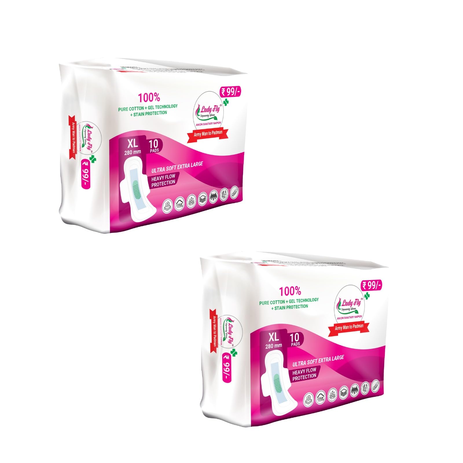 LADY FLY Rash-Free XL Cottony Soft Sanitary pads Napkins with Wings, Double Feathers - 20 thin pads for Women.(PACK OF 2) (B0CVXNKYMW) Amazon Price History, Amazon Price Tracker