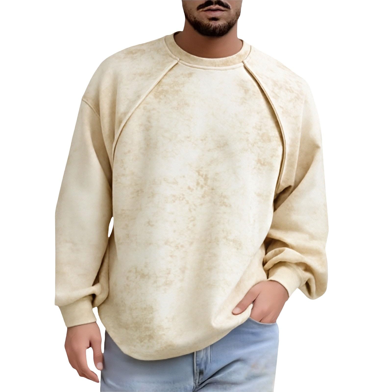 DENGJIAMY – Chandail vintage tie-dye pour homme, pull à col ras du cou